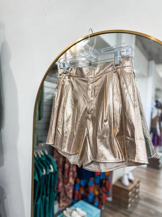 Gold High Waisted Shimmer Throughout the Night Shorts