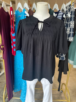 Black Pintuck Detail Everyday Top