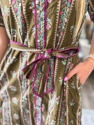 Brown Rowan Petal Path Midi Dress