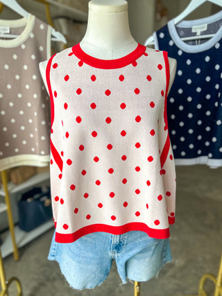 Cream Classic Dot Knit Tank