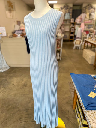Blue All My Love Ribbed Midi Dress