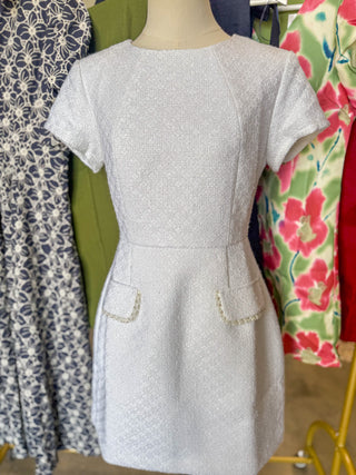 The Pearl Detail Tweed Mini Dress