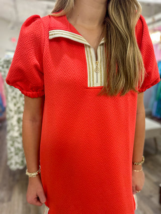 Coral Andie Half Zip Mini Dress