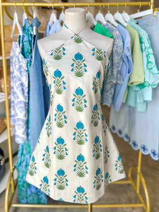 Sunny Escape Floral Halter Mini Dress
