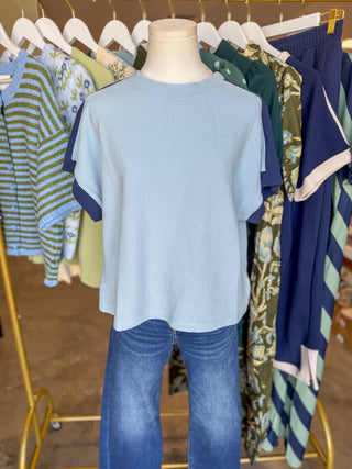 Blue Fog/Navy Oh So Easy Cloudy Knit Top