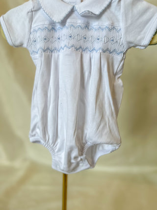 Blue Landon's Classics Smocked Short Sleeve Bubble