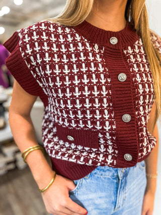 DOORBUSTER: Burgundy Tweed & Tinsel Sweater Vest