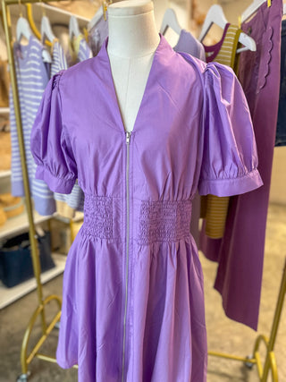 The Lavender It-Girl Zip Mini Dress