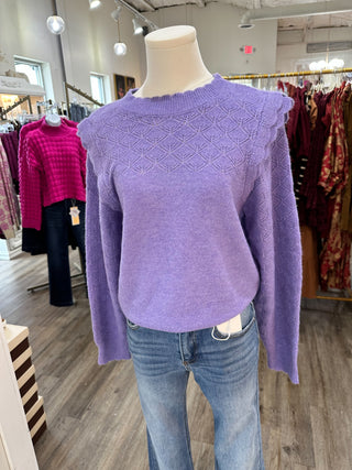 Lavender Pointelle Accent Sweater