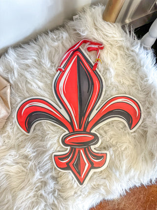 Red & Black Fleur De Lis Doorhanger