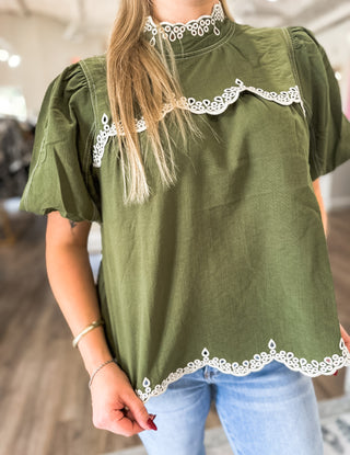 The Vintage Vine Olive Blouse
