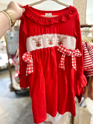 Rudolph Smocked Christmas Dress