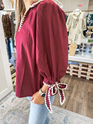 Garnet Sweet Stitch Poplin Blouse