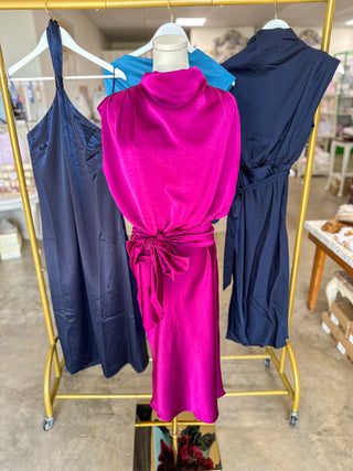 Plum A Night to Remember Tie Waist Midi Dress