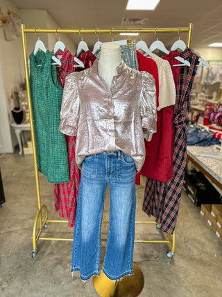 Champagne Metallic Statement Blouse