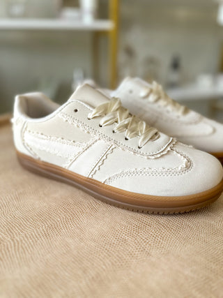 Cream Darling Lace Trim Sneakers