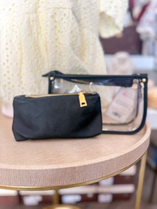Black Jessica Stadium Clear Crossbody Bag w/ Chain Accent