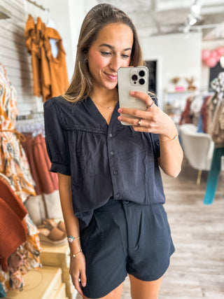 Black Braided Sophistication Blouse