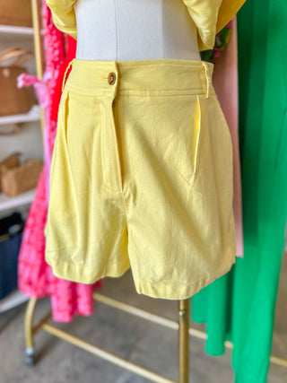 The Lemon Yellow Street Style Sweetheart Shorts Set