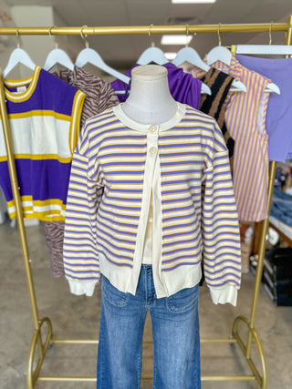 The Gameday Stripe Tank & Cardigan Set
