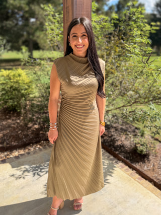Olive Juliet Pleated Midi Dress