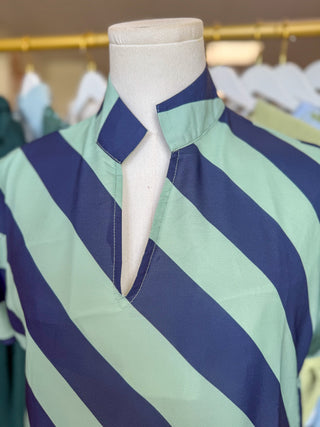 Sage & Navy Easygoing Striped Maxi Dress