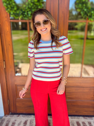 Red/Blue Retro Cutie Striped Top
