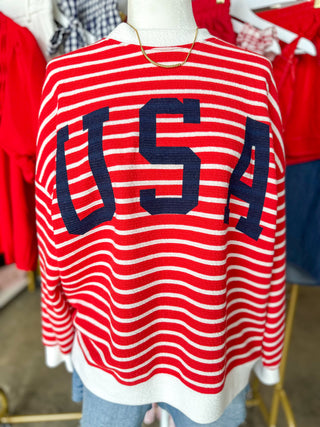 The USA Darling Knit Striped Long Sleeve Sweater