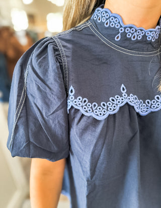 The Vintage Vine Navy Blouse