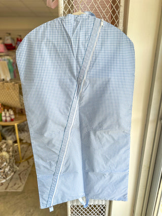 Baby Blue Gingham Hanging Garment Bag