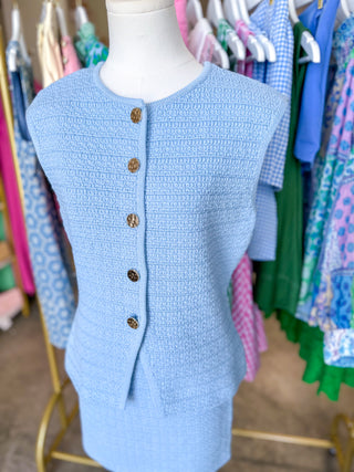 Baby Blue Sweet Escape Knit Skirt SET