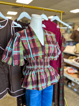Harvest Charm Plaid Top