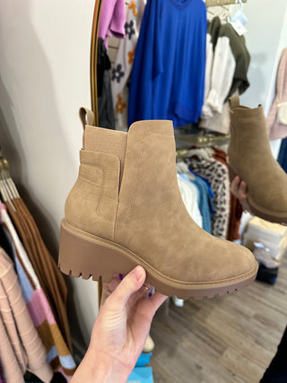 Brown Suede Croc Heel Booties