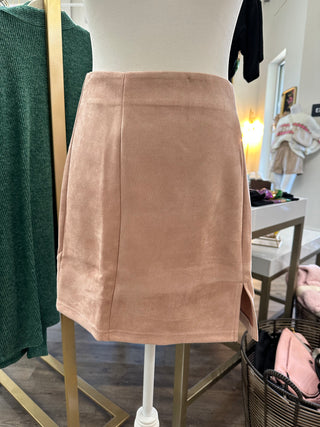 Blush Suede Mini Skirt