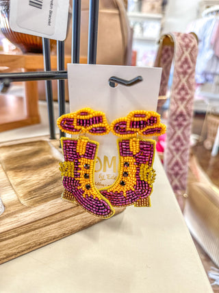 Purple & Gold Boot Scootin' Earrings