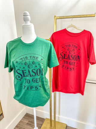 Green Tis The Season to Get Tipsy Graphic Tee