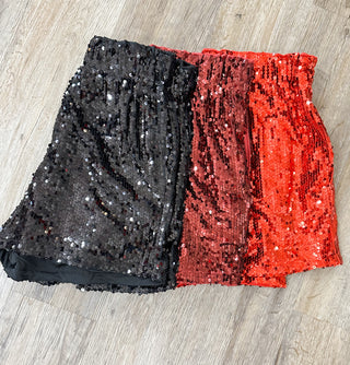 Burgundy Get Glam High Waisted Sequin Shorts