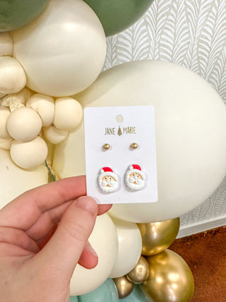 Santa Face Earring Set