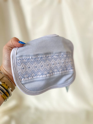 Freya and Finn Blue Smocked Bib- Magnolia Baby