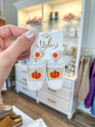 Pumpkin Spice Latte Beaded Earrings