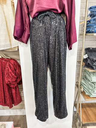 Time To Celebrate Black Sequin Joggers