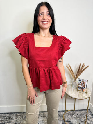 Ruby She's So Flirty Ruffle Sleeve Top