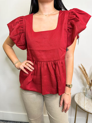 Ruby She's So Flirty Ruffle Sleeve Top