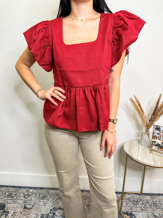 Ruby She's So Flirty Ruffle Sleeve Top