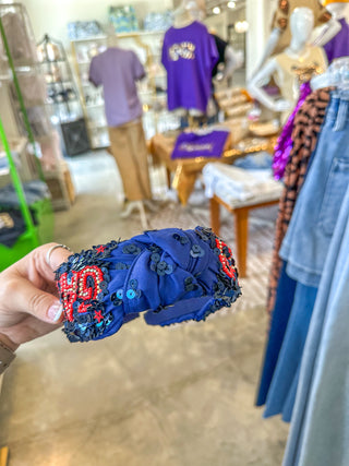 Red/Navy Home Team Sequin Headband
