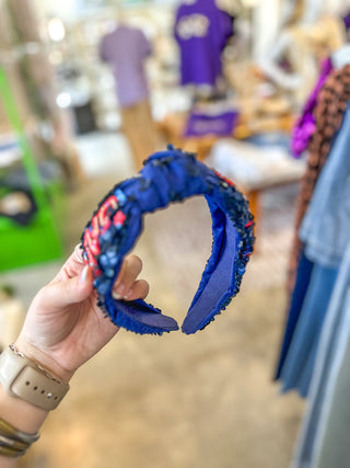 Red/Navy Home Team Sequin Headband