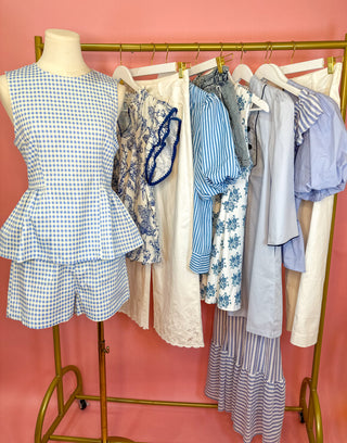 Blue Gingham Summer Daydream Shorts Set