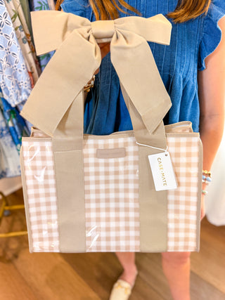 Latte Gingham Bow Jelly Tote Bag | Case-Mate