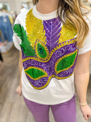 The Carnival Queen Sequin Mask Top