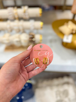 Triple Lovely Pearl Hoop Earrings